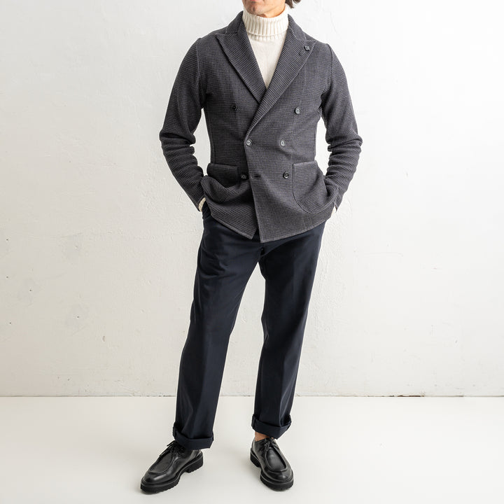 Houndtooth Wool Knitwear Blazer Grey