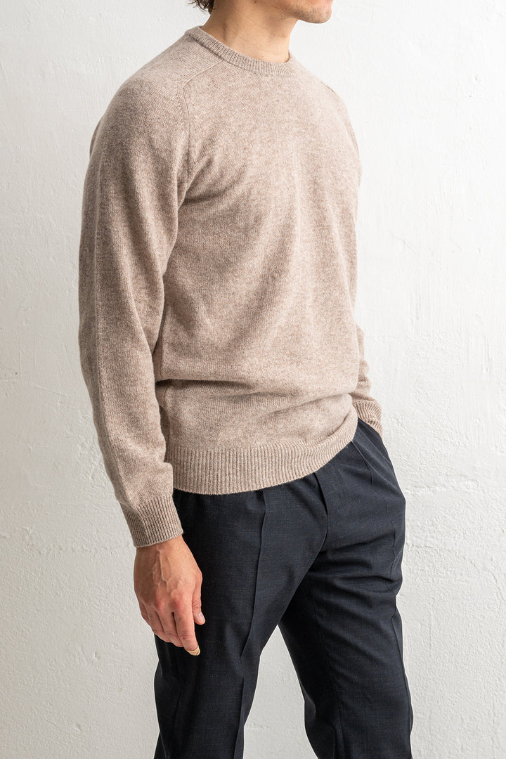 Lenzie Lambswool Saddle Crewneck COBBLE