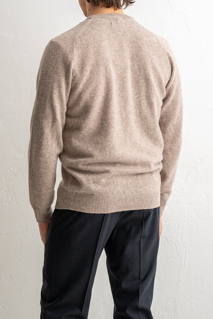 Lenzie Lambswool Saddle Crewneck COBBLE