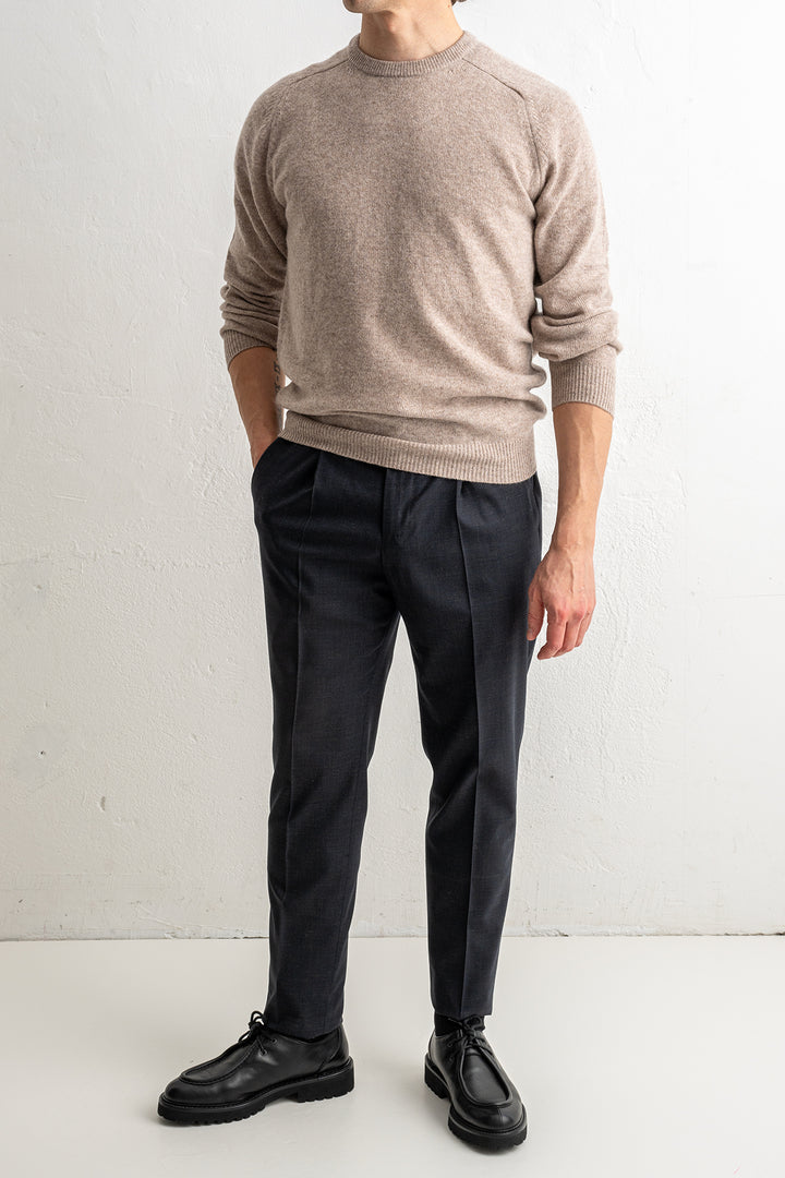 Lenzie Lambswool Saddle Crewneck COBBLE