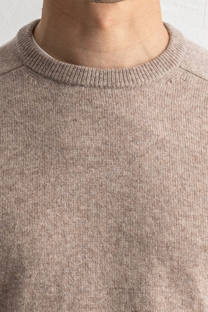 Lenzie Lambswool Saddle Crewneck COBBLE
