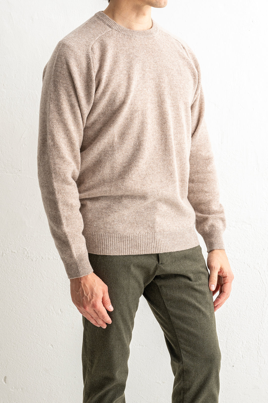 Lenzie Lambswool Saddle Crewneck COBBLE