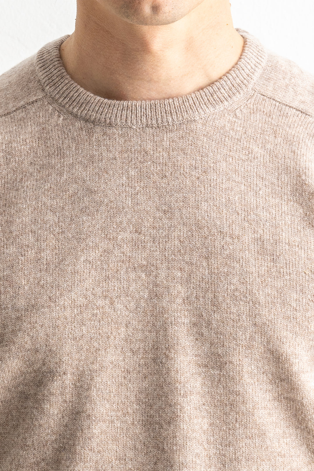 Lenzie Lambswool Saddle Crewneck COBBLE