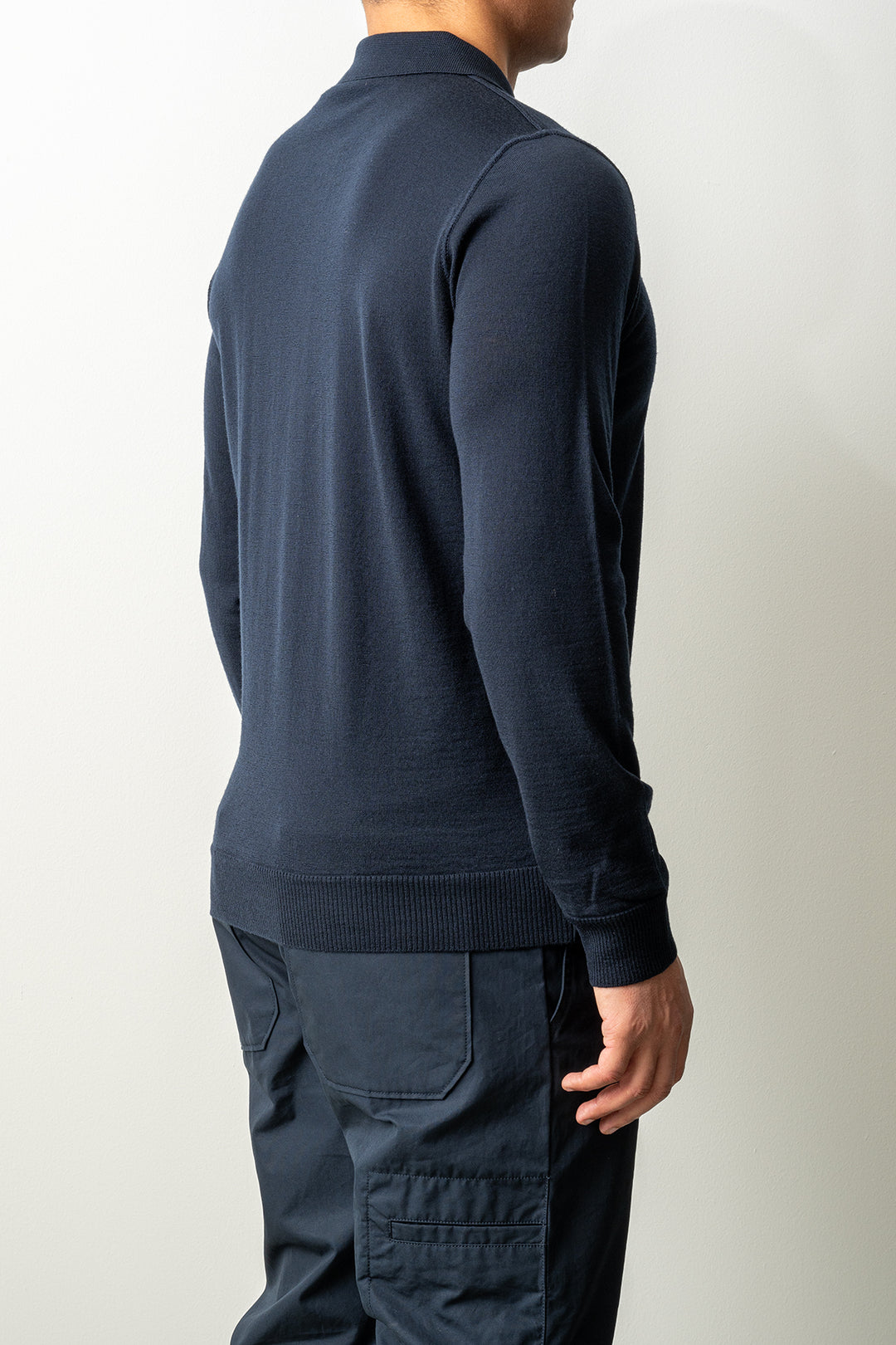 Light Pure RWS Wool Ghost LS Polo 5100076 Navy Blue