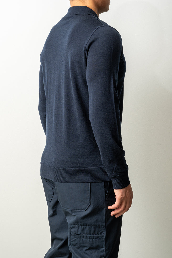 Light Pure RWS Wool Ghost LS Polo 5100076 Navy Blue