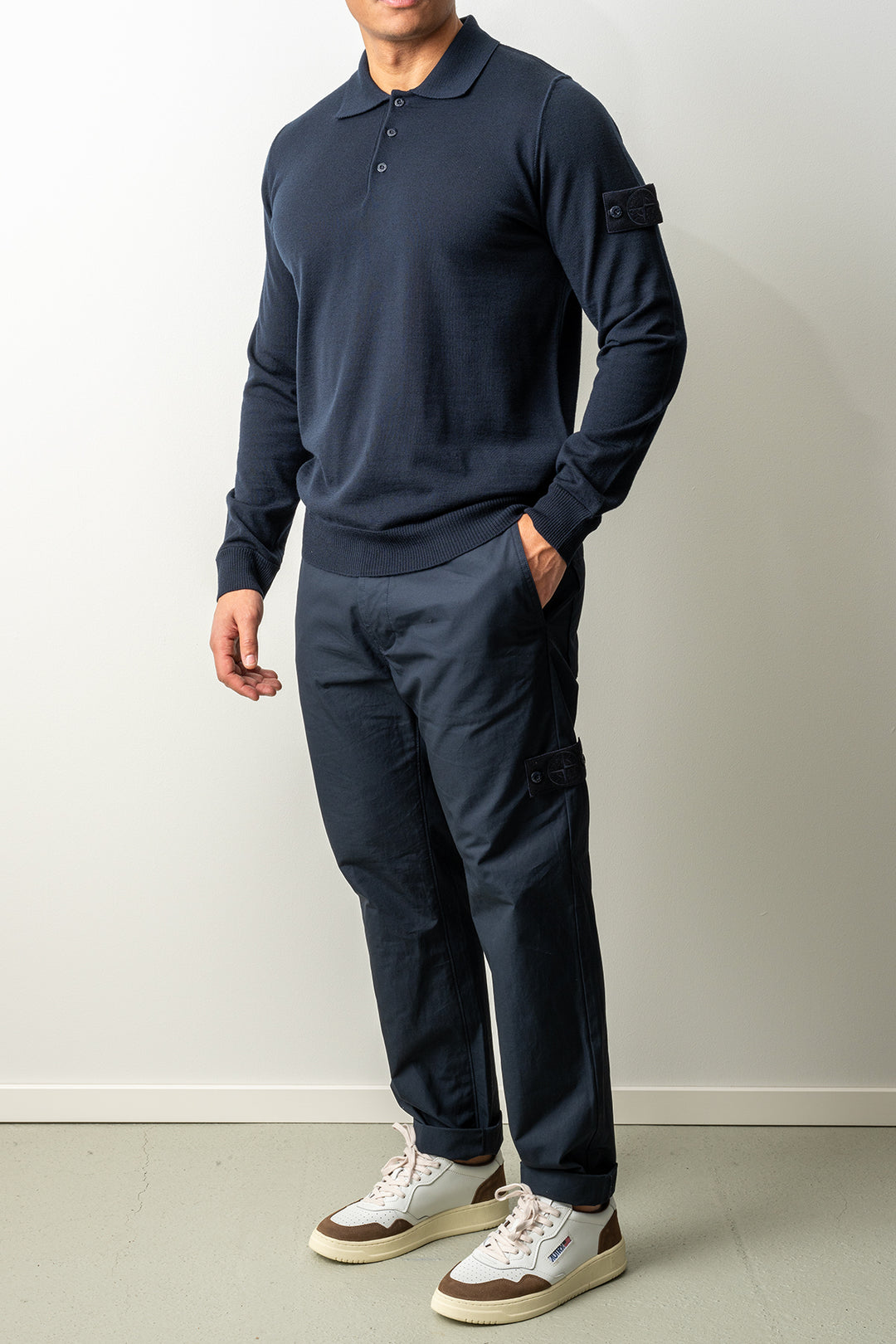 Light Pure RWS Wool Ghost LS Polo 5100076 Navy Blue