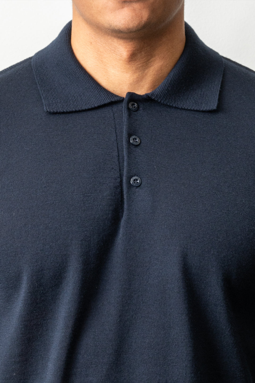 Light Pure RWS Wool Ghost LS Polo 5100076 Navy Blue