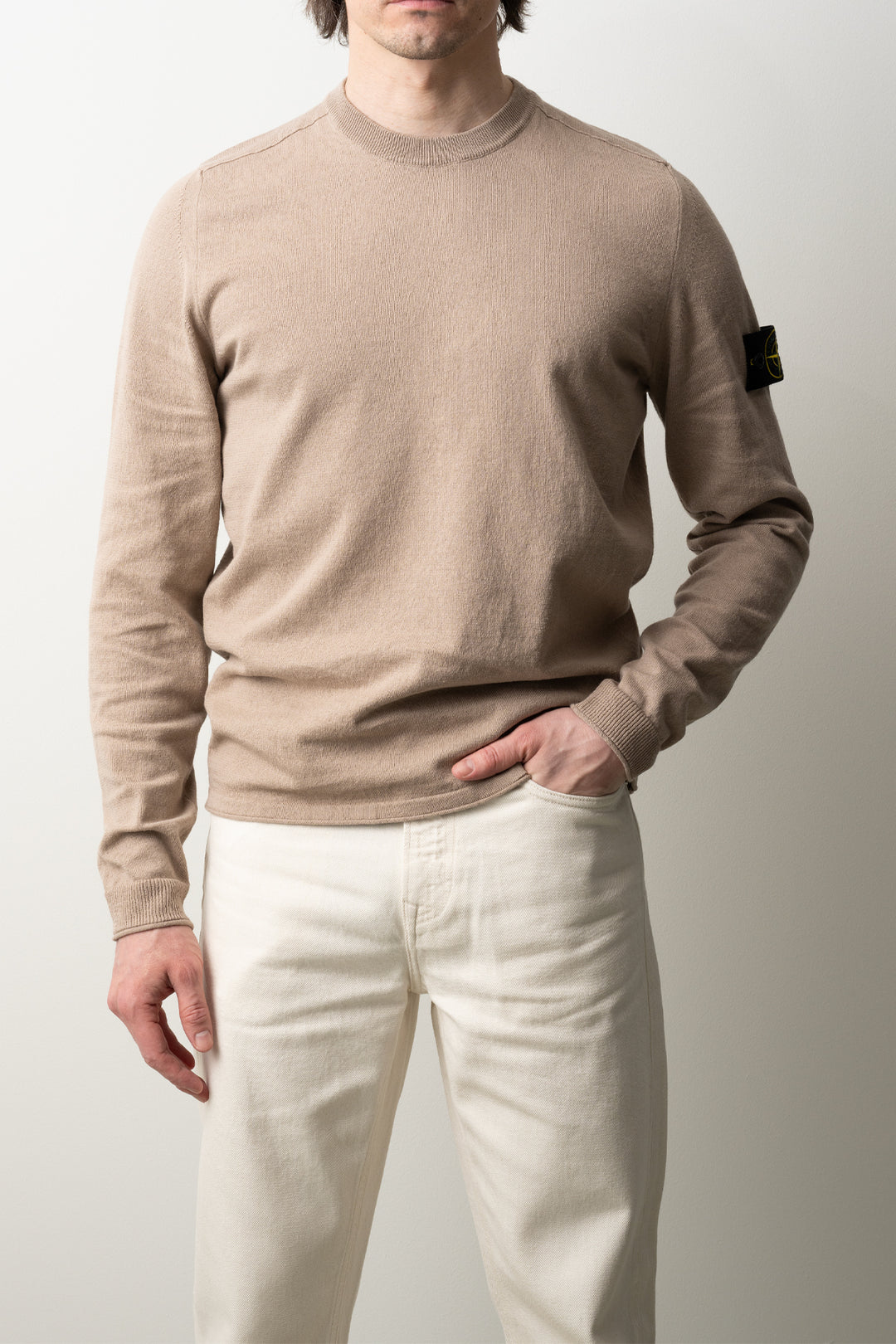 Light Raw Hand Organic Cotton Crewneck 5100062 Desert Sand