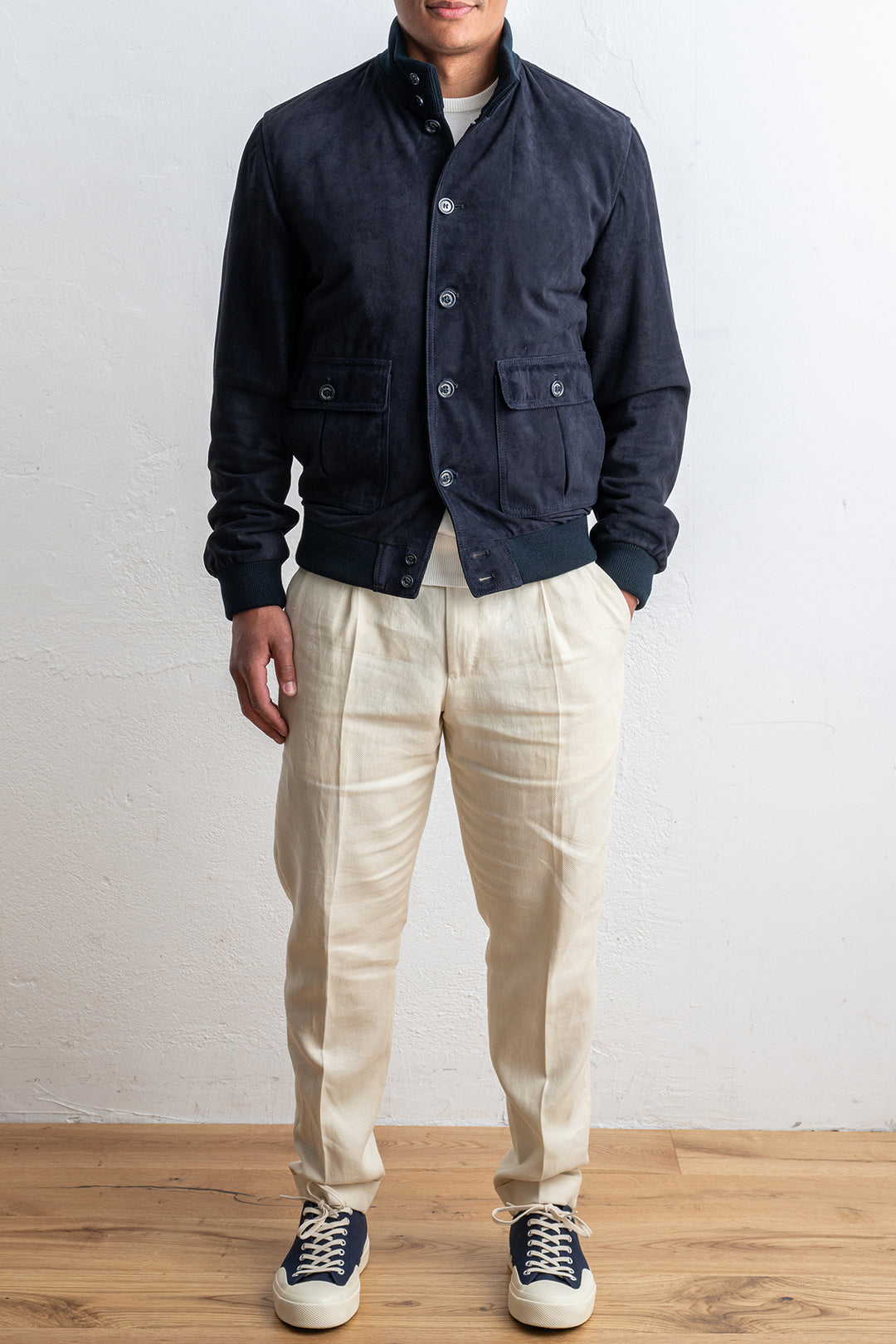 Lined Valstarino Suede Jacket Dark Blue