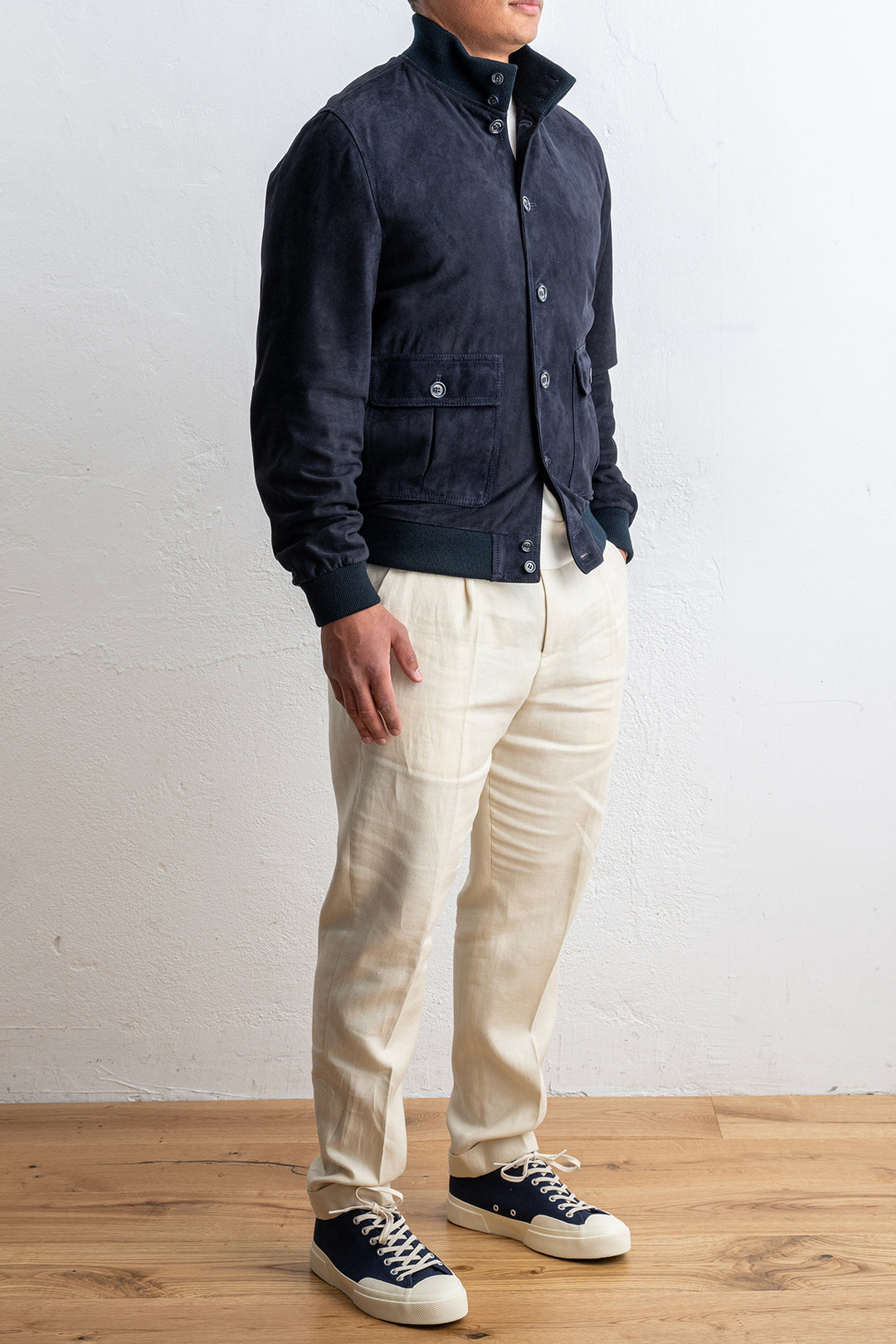 Lined Valstarino Suede Jacket Dark Blue
