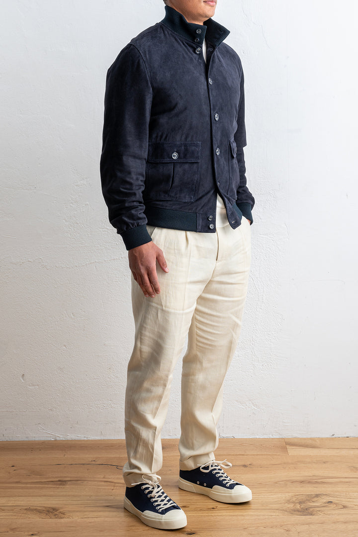 Lined Valstarino Suede Jacket Dark Blue