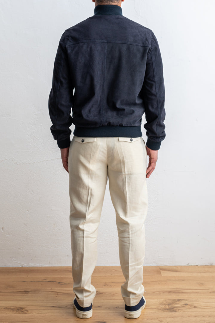 Lined Valstarino Suede Jacket Dark Blue