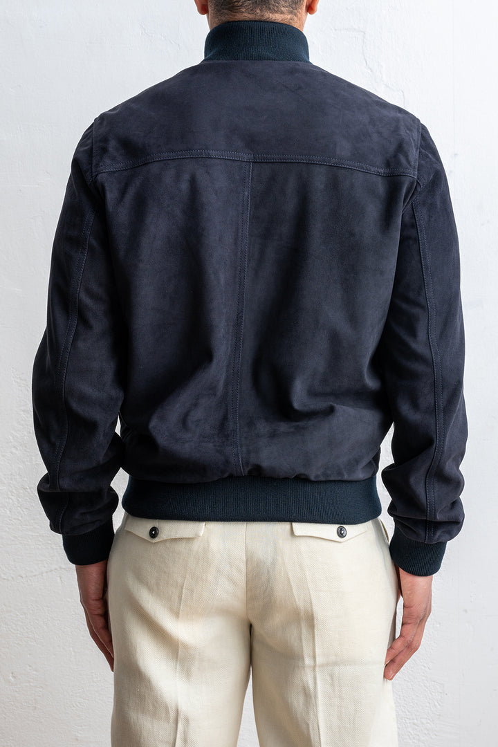 Lined Valstarino Suede Jacket Dark Blue
