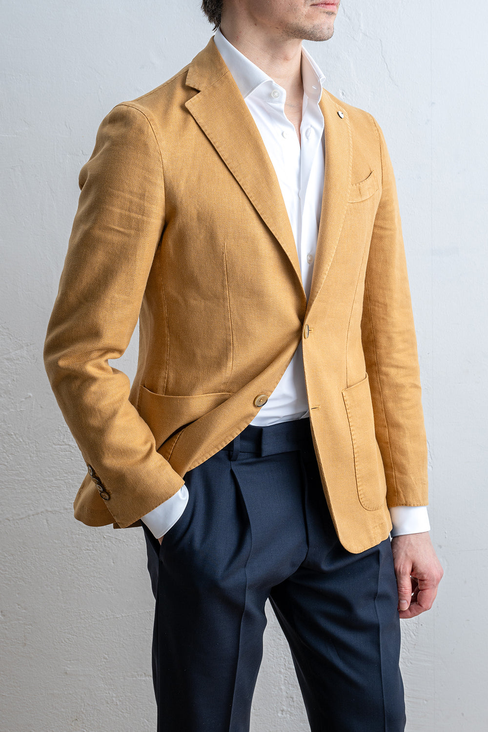 Linen Cotton Blazer Mustard