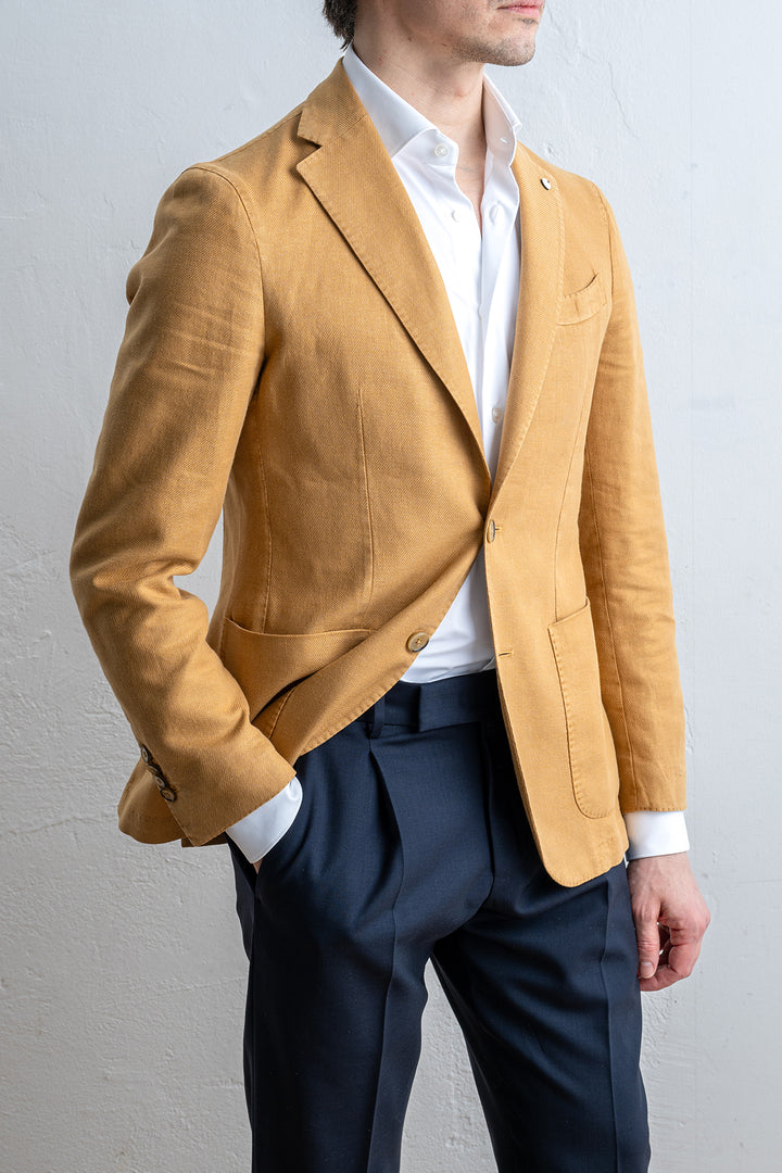 Linen Cotton Blazer Mustard
