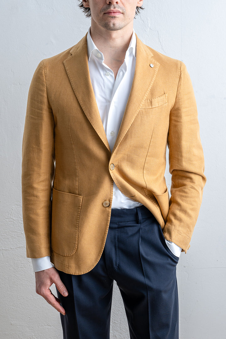 Linen Cotton Blazer Mustard