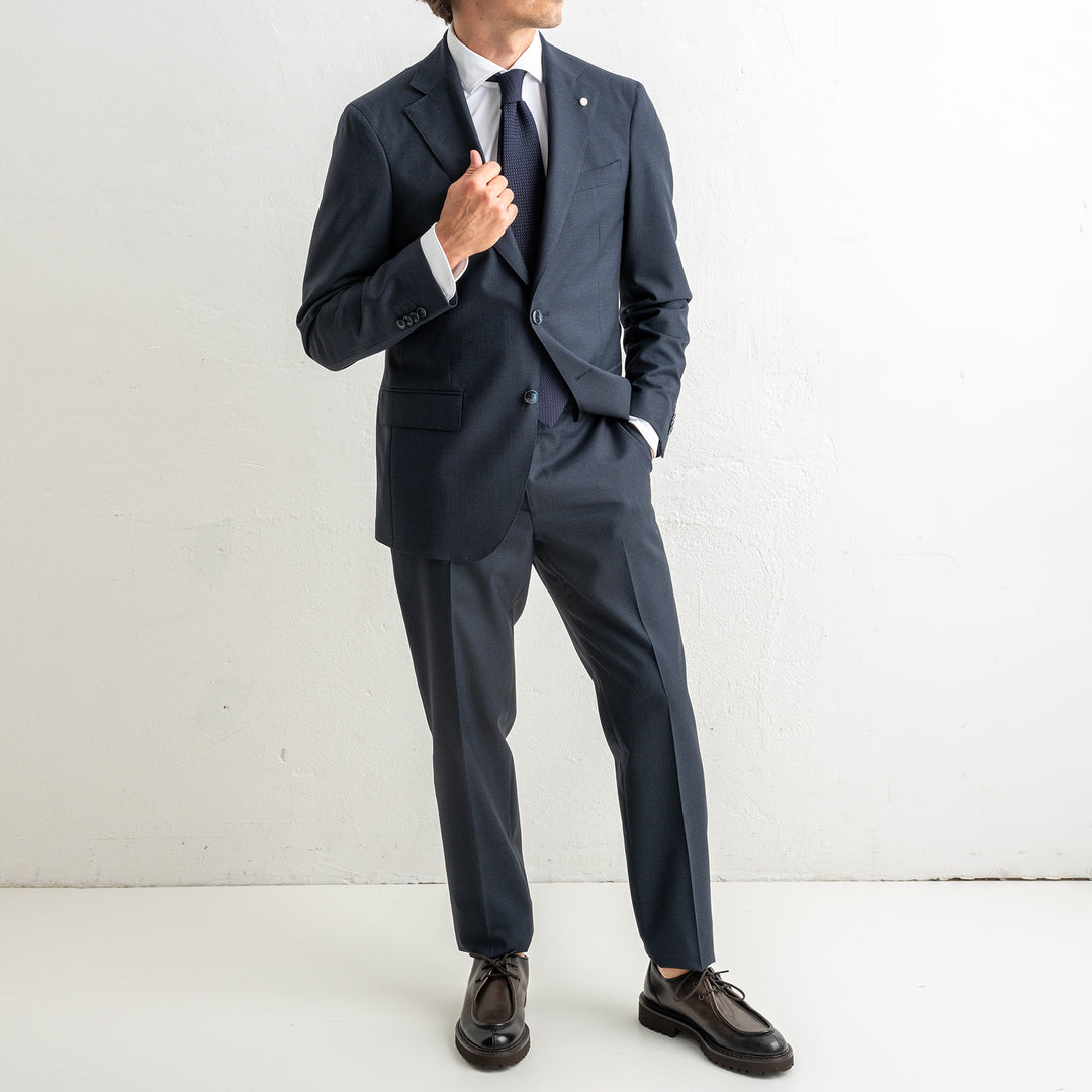 Single Breasted Pepita Suit Navy