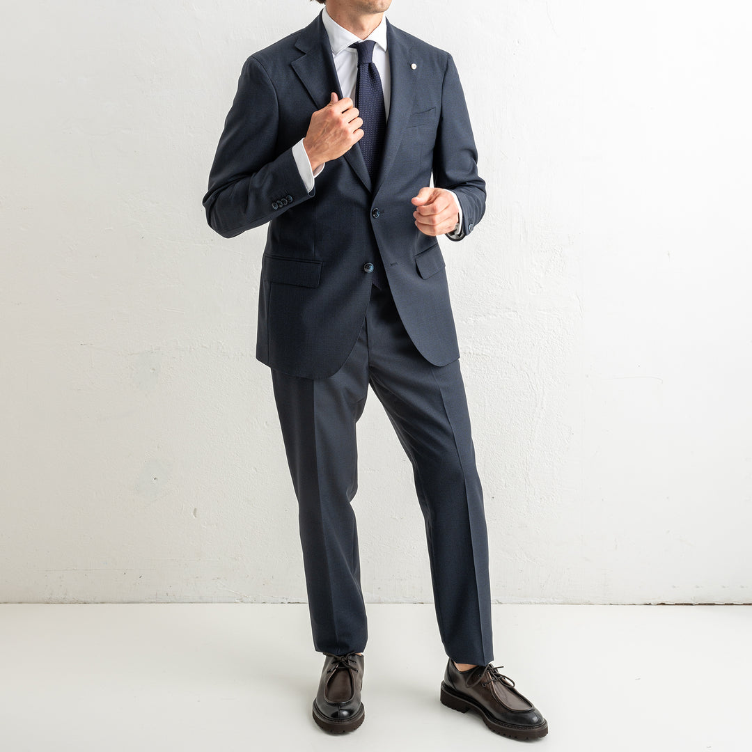 Single Breasted Pepita Suit Navy