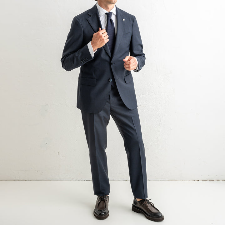 Single Breasted Pepita Suit Navy