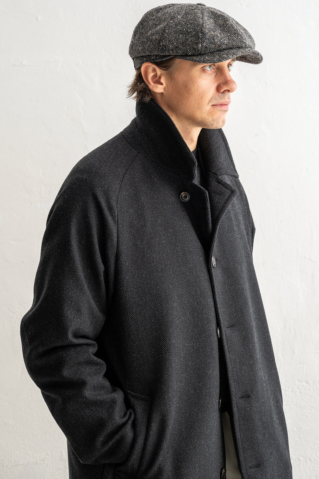 Luxury Herringbone Coat Grey