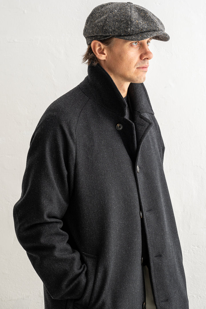 Luxury Herringbone Coat Grey