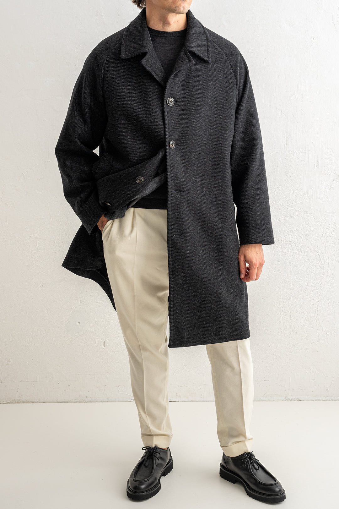 Luxury Herringbone Coat Grey