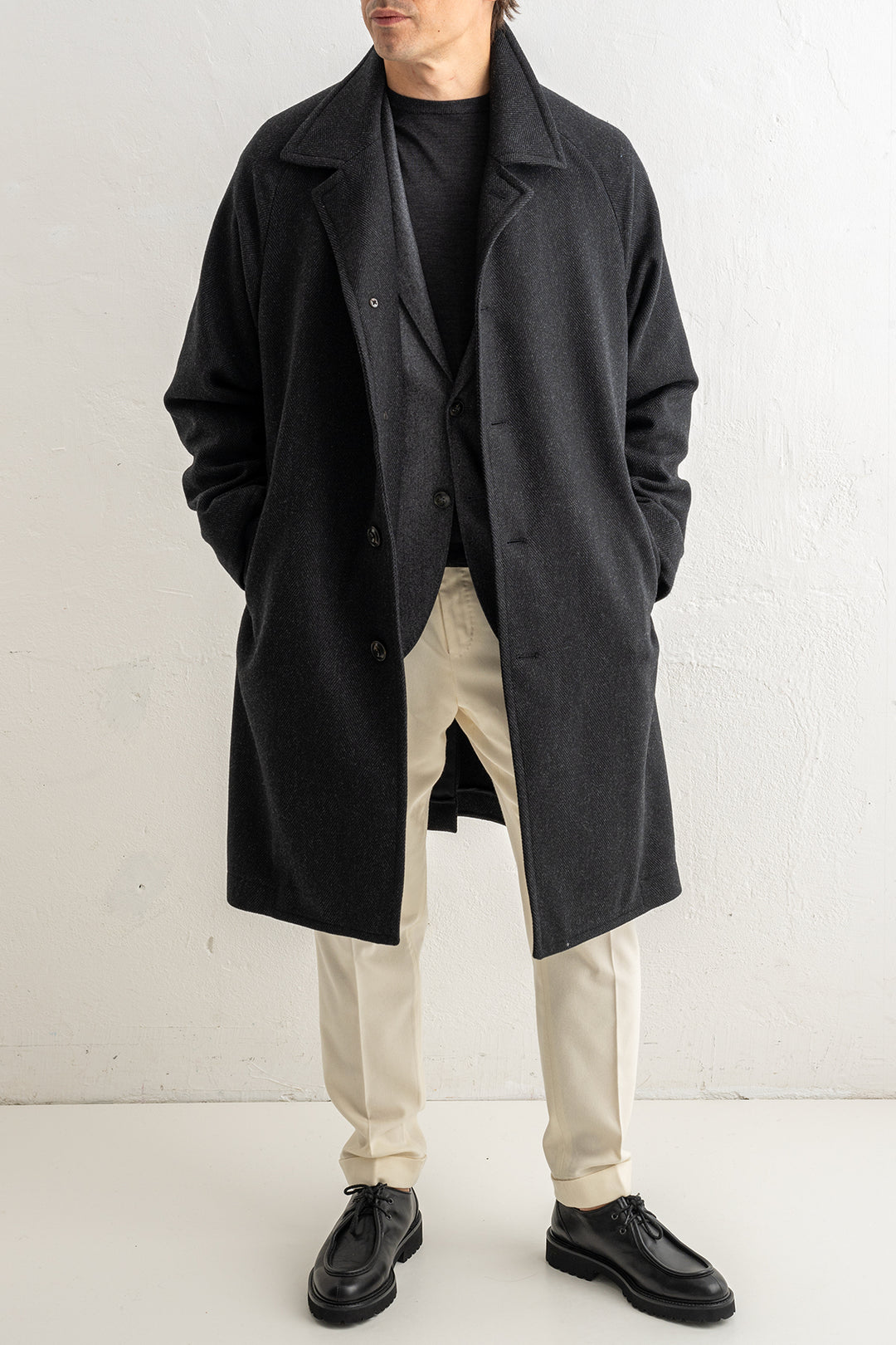 Luxury Herringbone Coat Grey