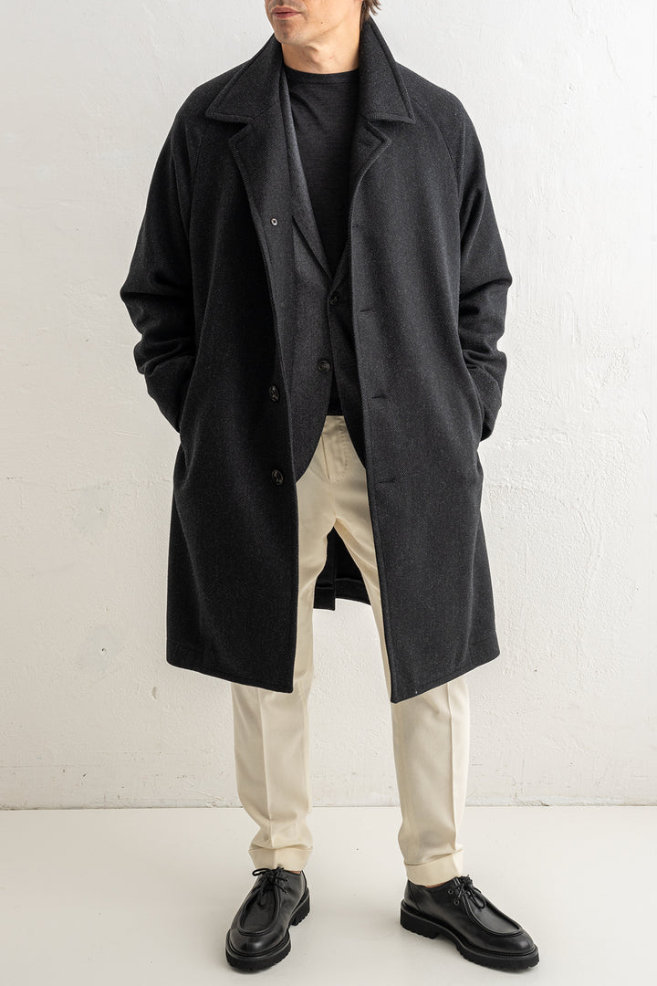 Luxury Herringbone Coat Grey