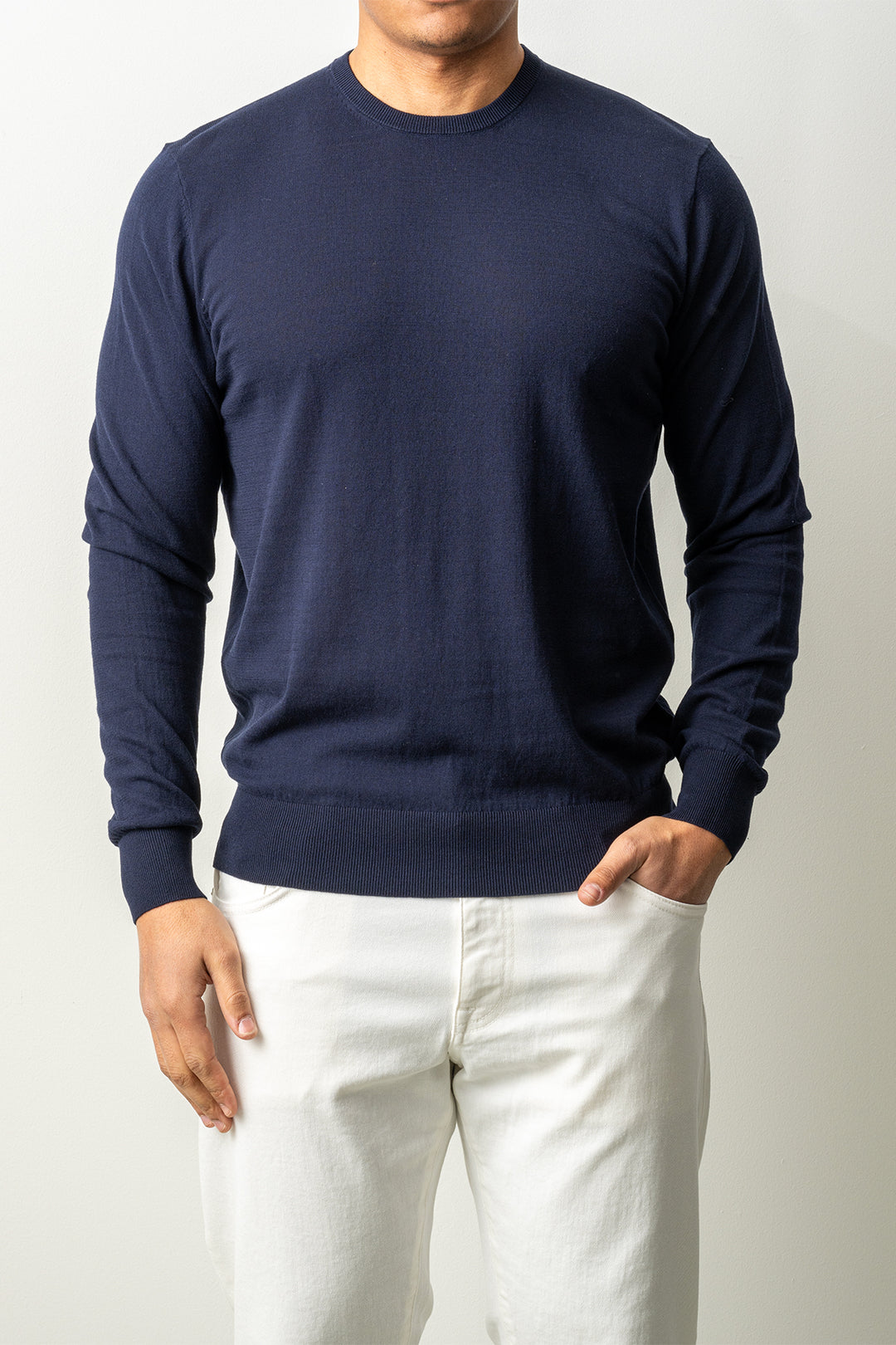 Luxury 14 Gauge Crewneck Navy