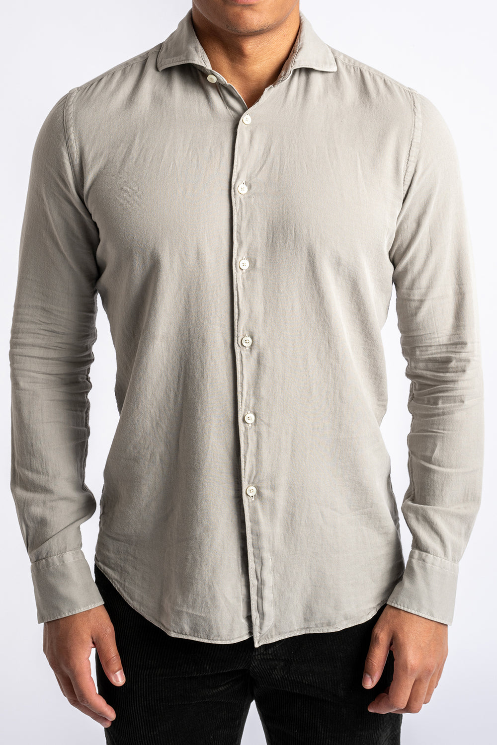 Luxury Cotton Flannel Shirt LEAD GREY