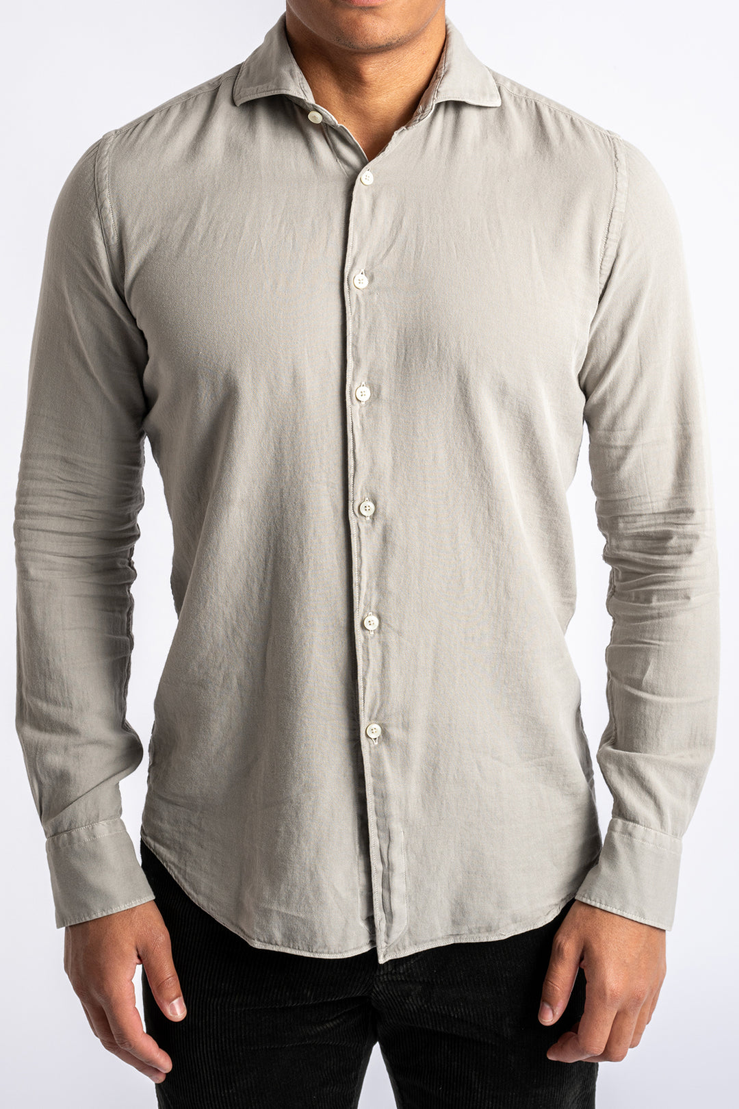 Luxury Cotton Flannel Shirt LEAD GREY