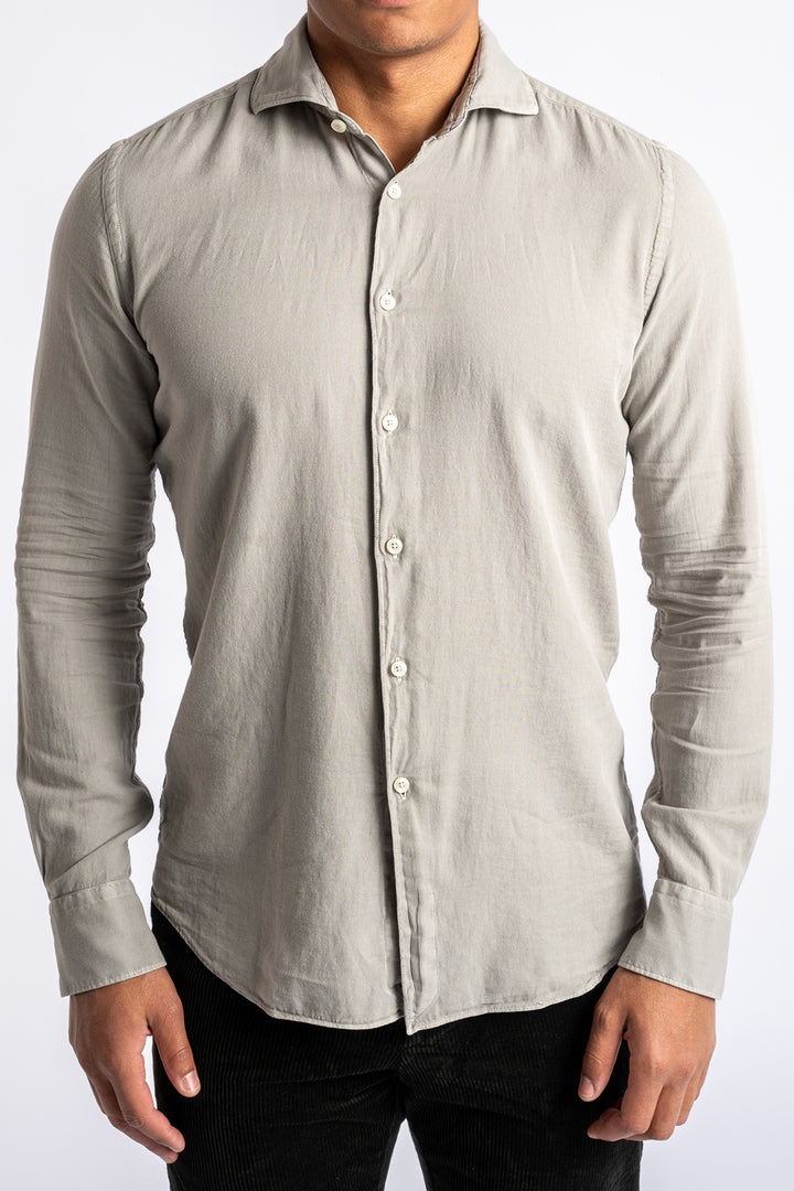 Luxury Cotton Flannel Shirt LEAD GREY