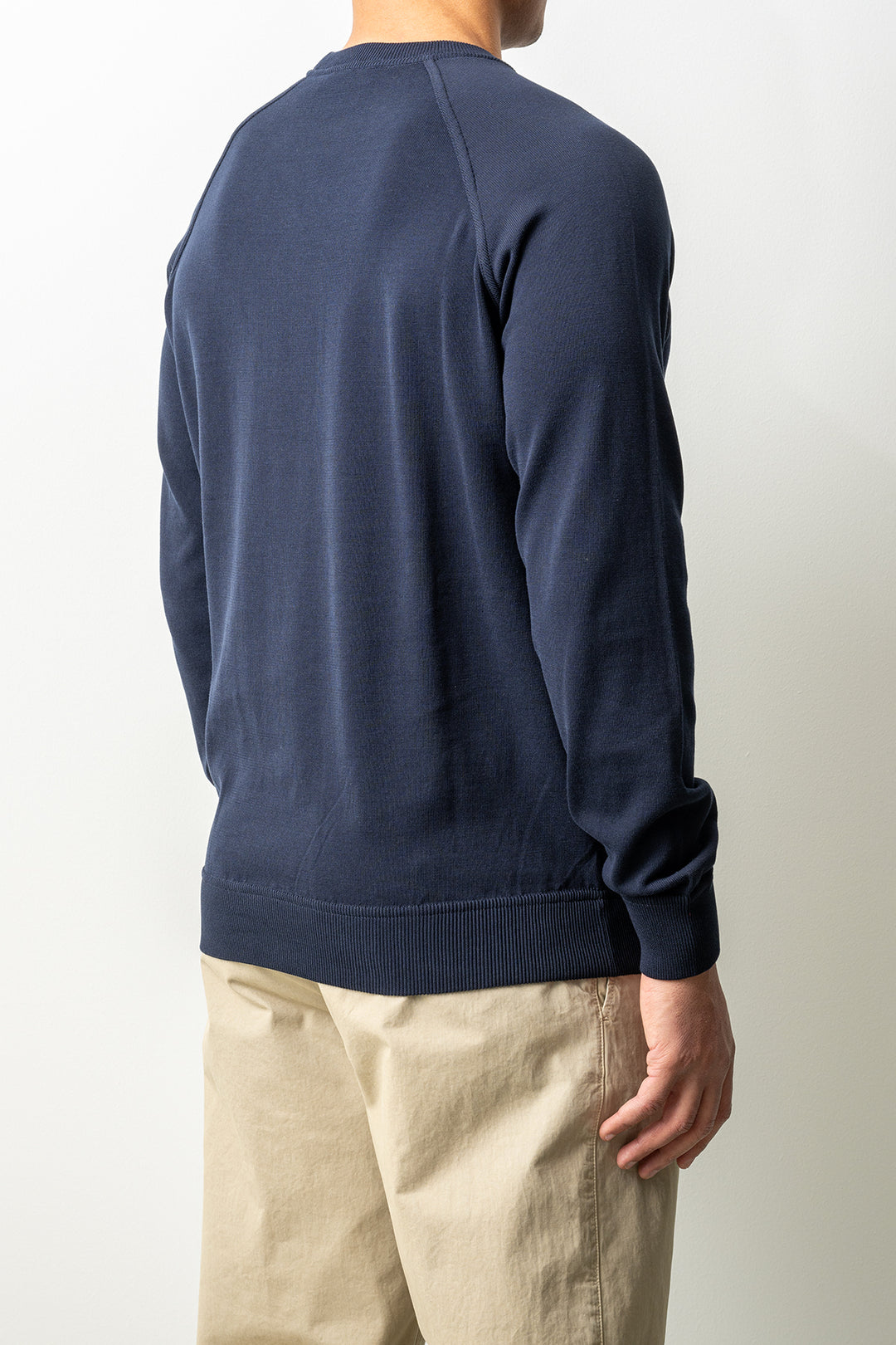 Luxury Creped Cotton Crewneck Navy