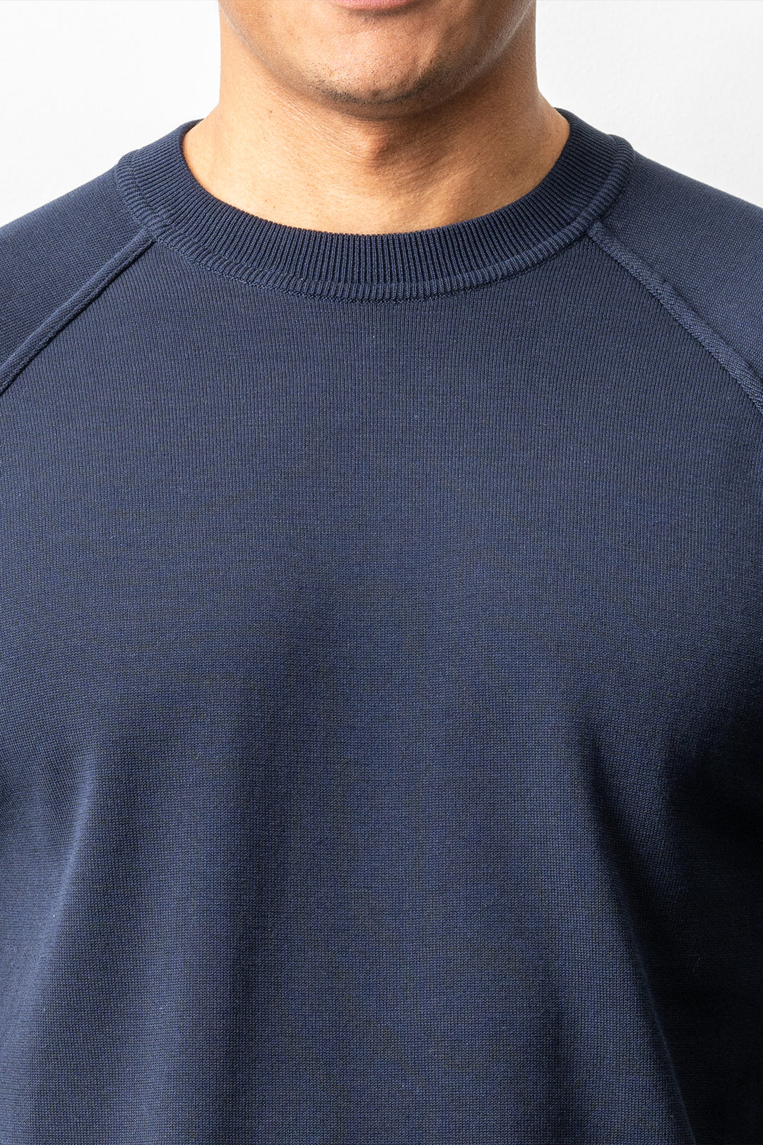 Luxury Creped Cotton Crewneck Navy