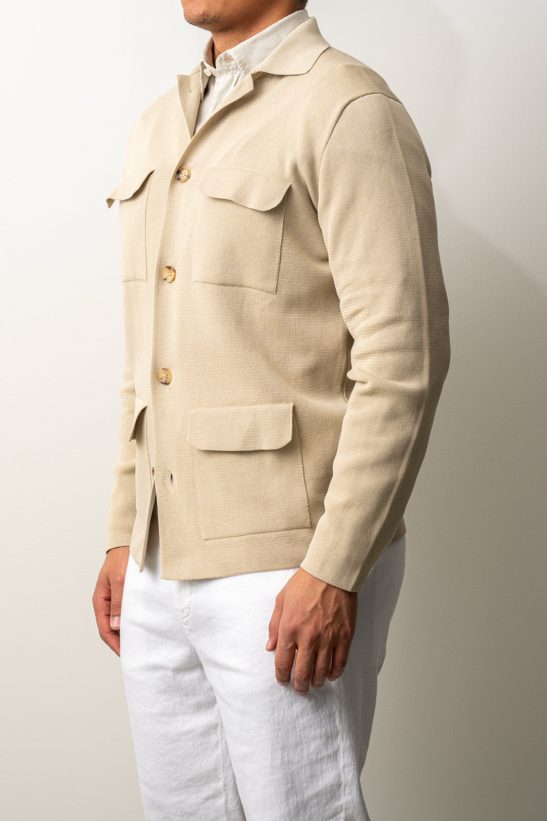 Luxury Creped Cotton Overshirt ECRU