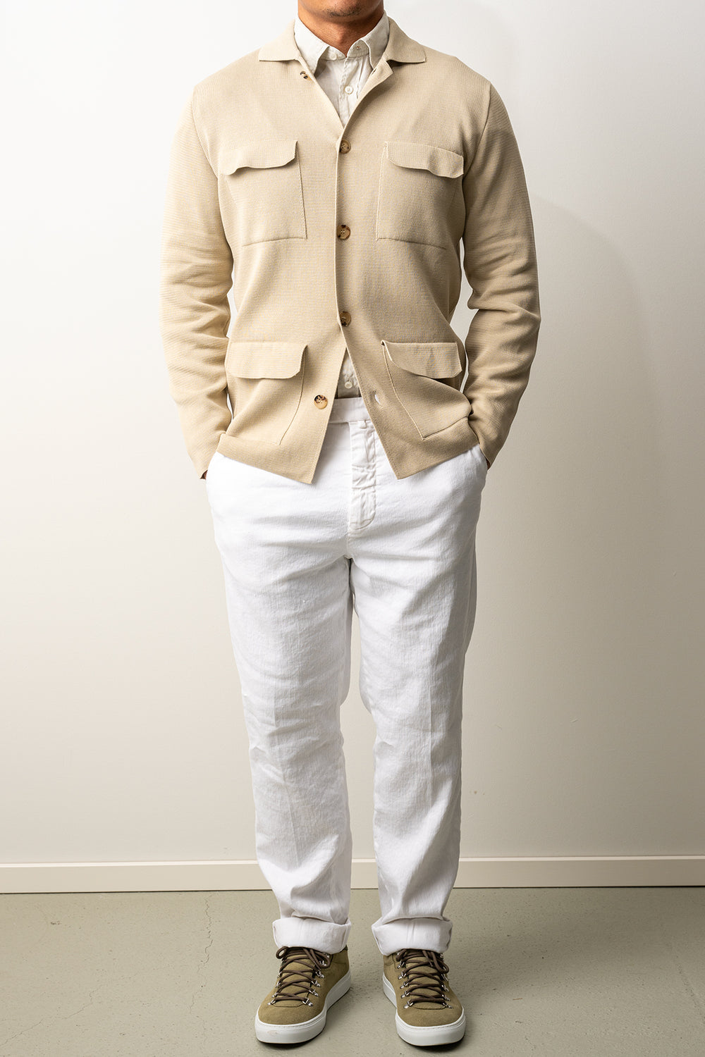 Luxury Creped Cotton Overshirt ECRU