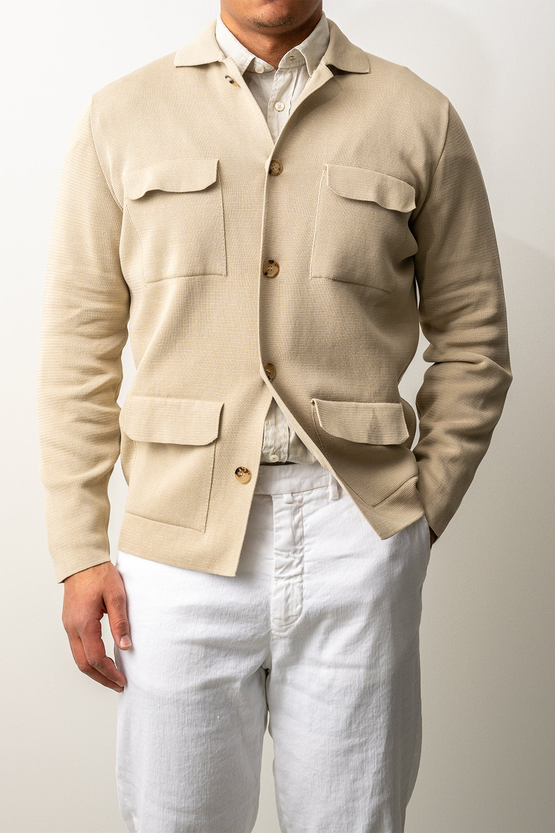 Luxury Creped Cotton Overshirt ECRU
