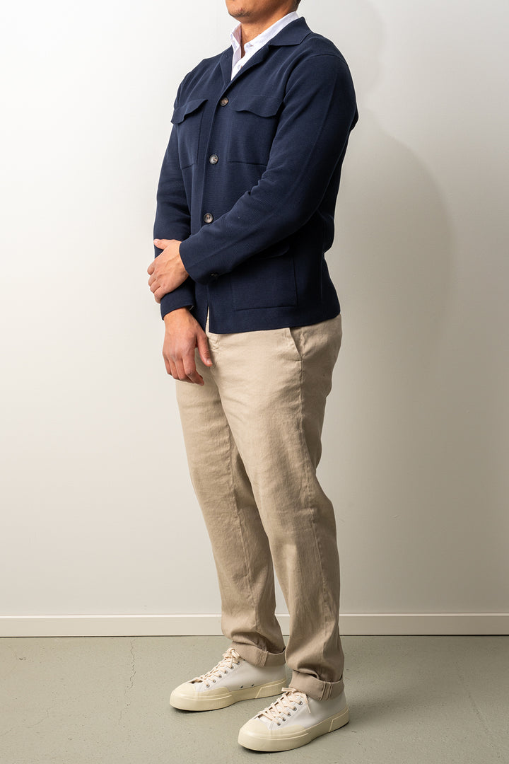 Luxury Creped Cotton Overshirt Navy