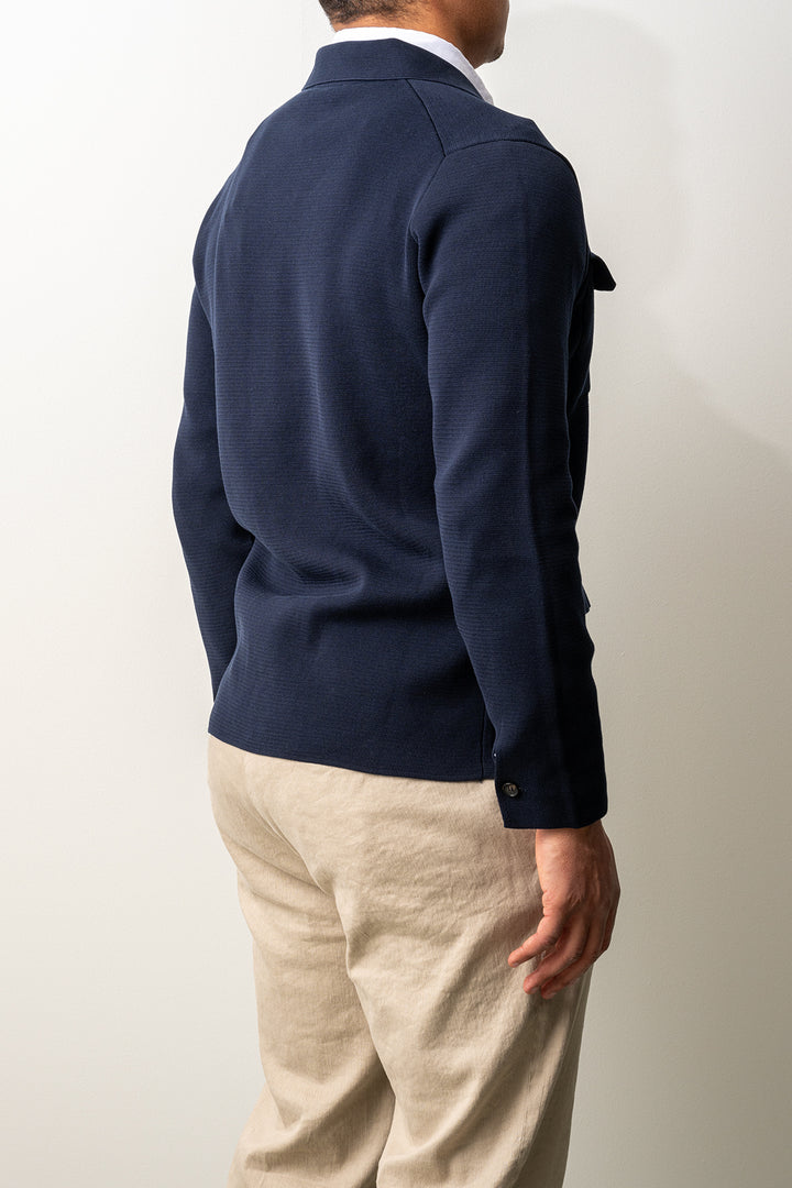Luxury Creped Cotton Overshirt Navy