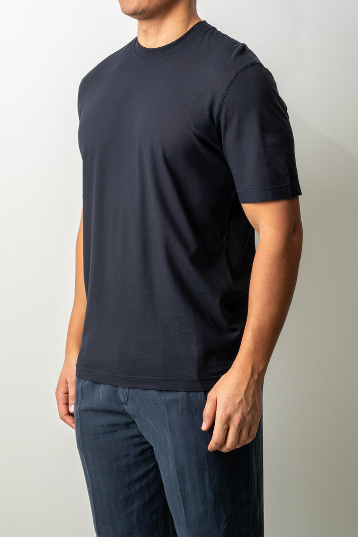 Luxury Creped Cotton T-shirt Navy