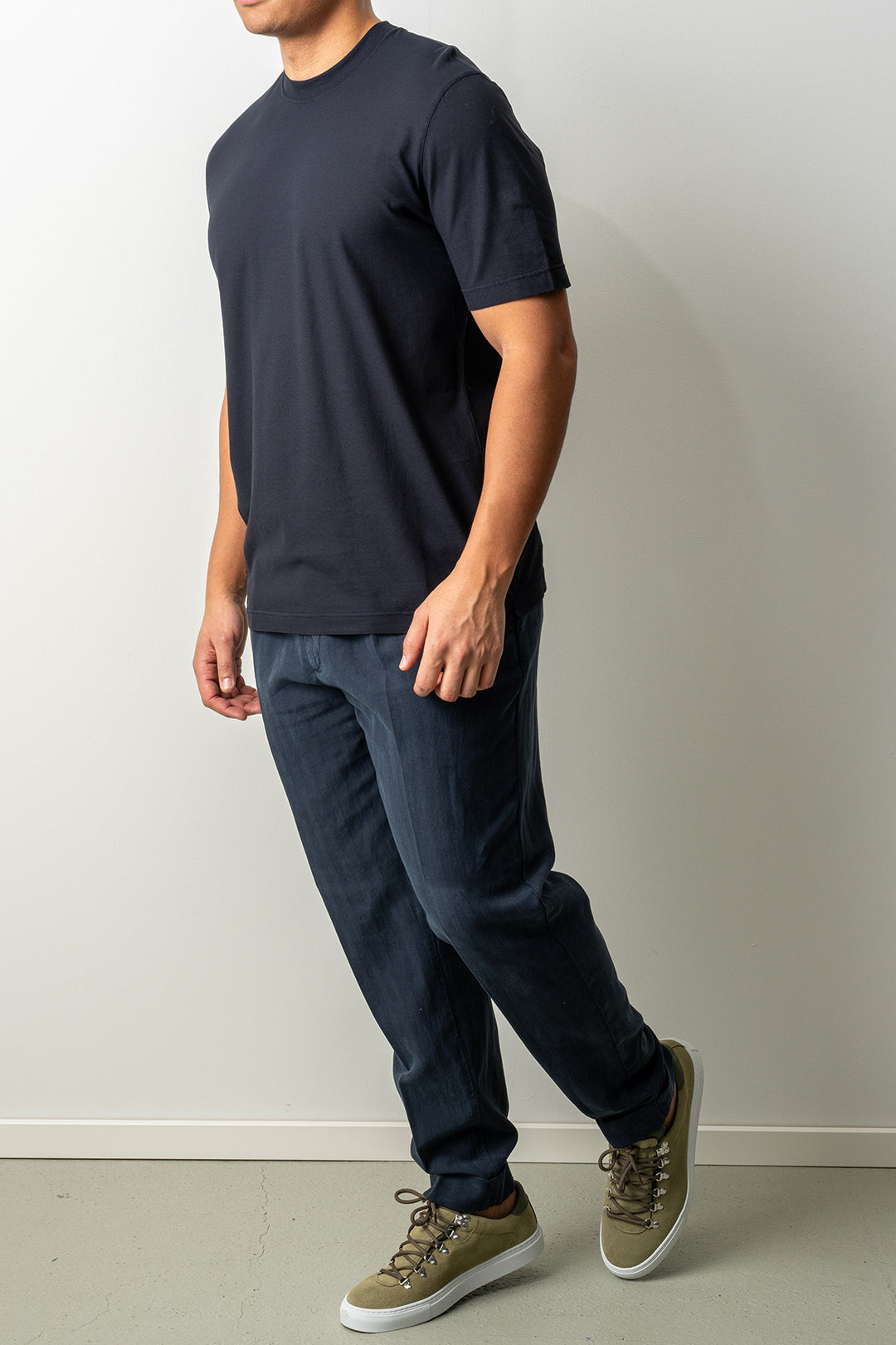 Luxury Creped Cotton T-shirt Navy