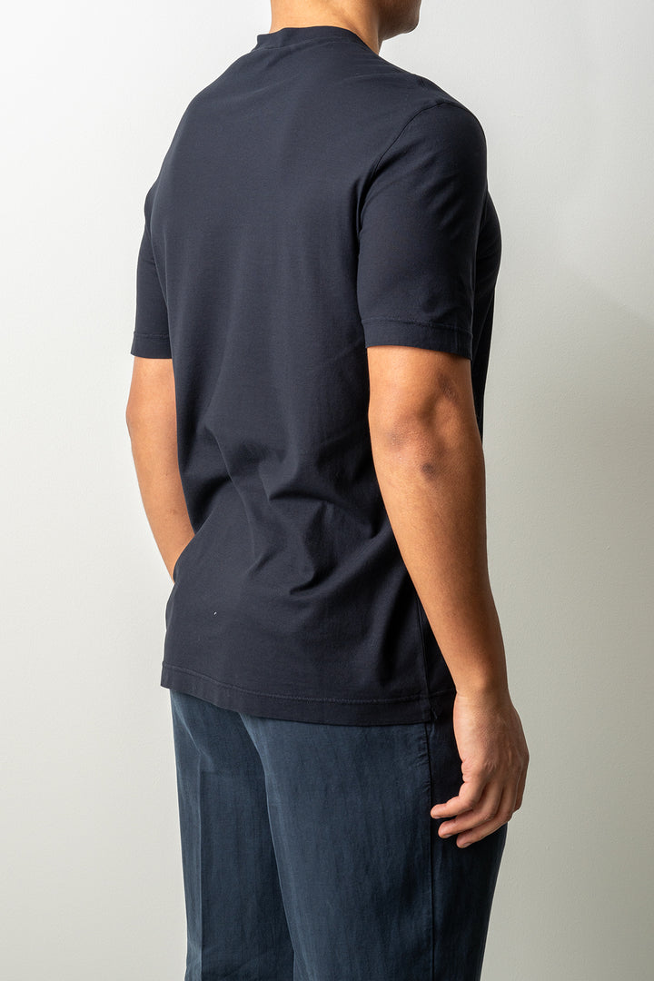 Luxury Creped Cotton T-shirt Navy
