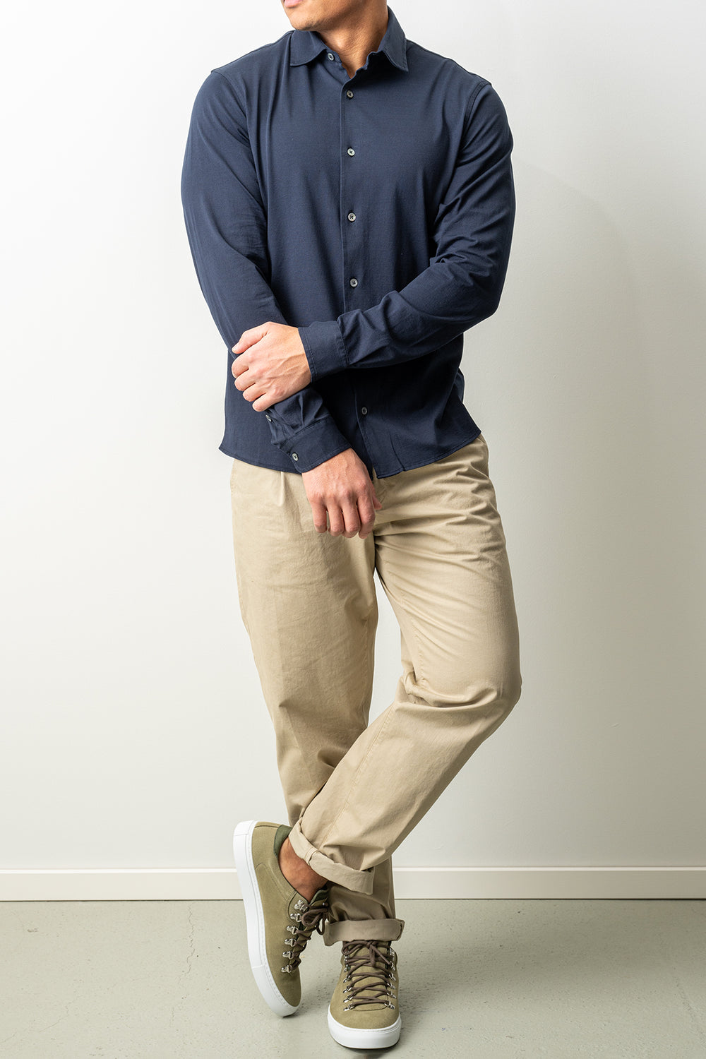 Luxury Jersey Cotton Shirt Navy