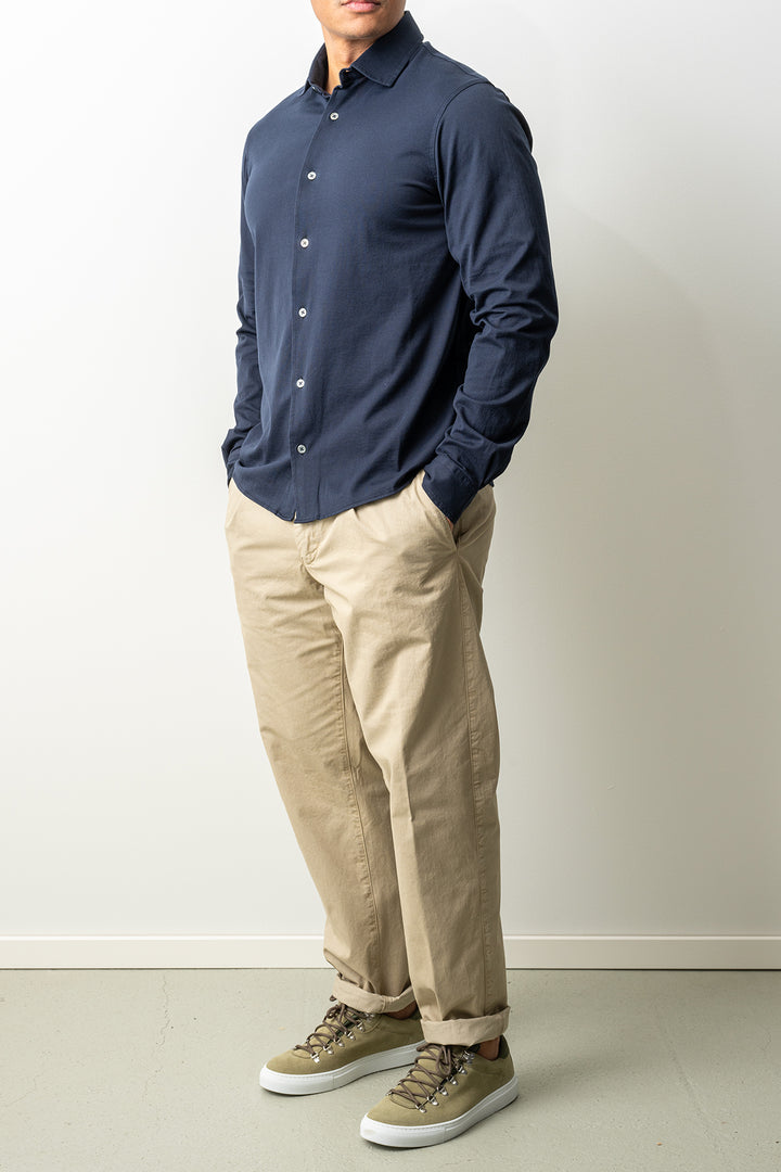 Luxury Jersey Cotton Shirt Navy