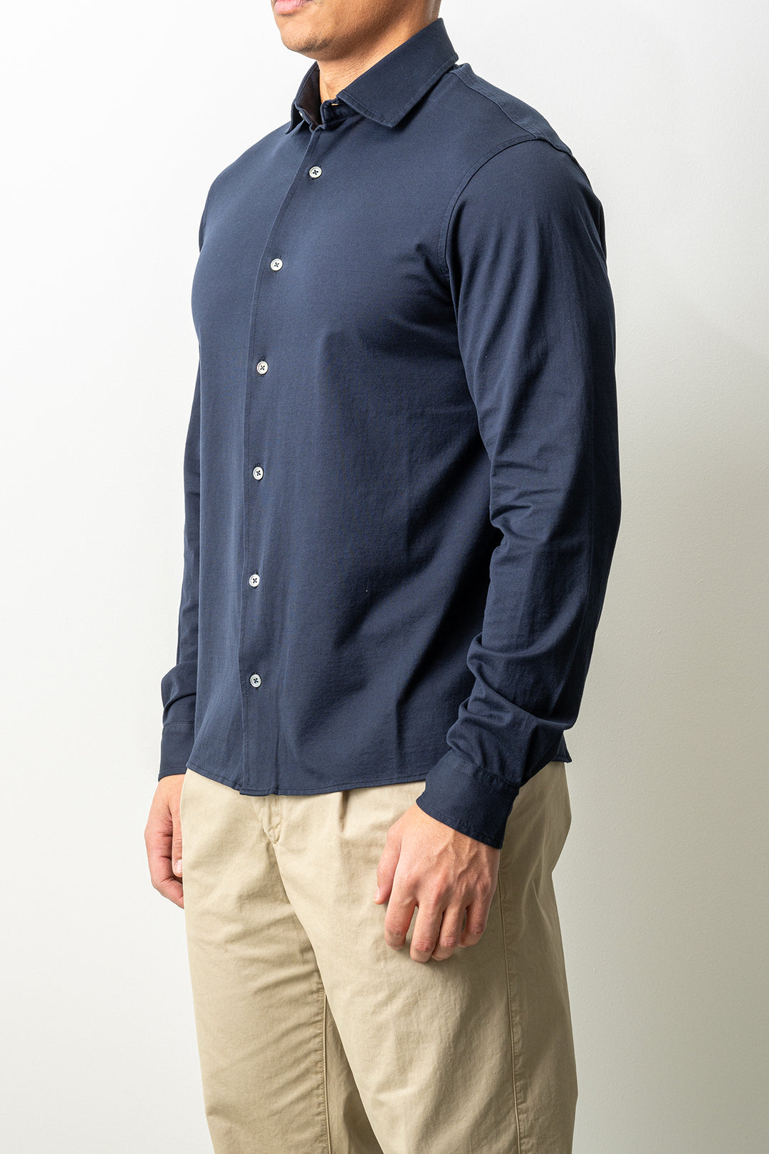 Luxury Jersey Cotton Shirt Navy