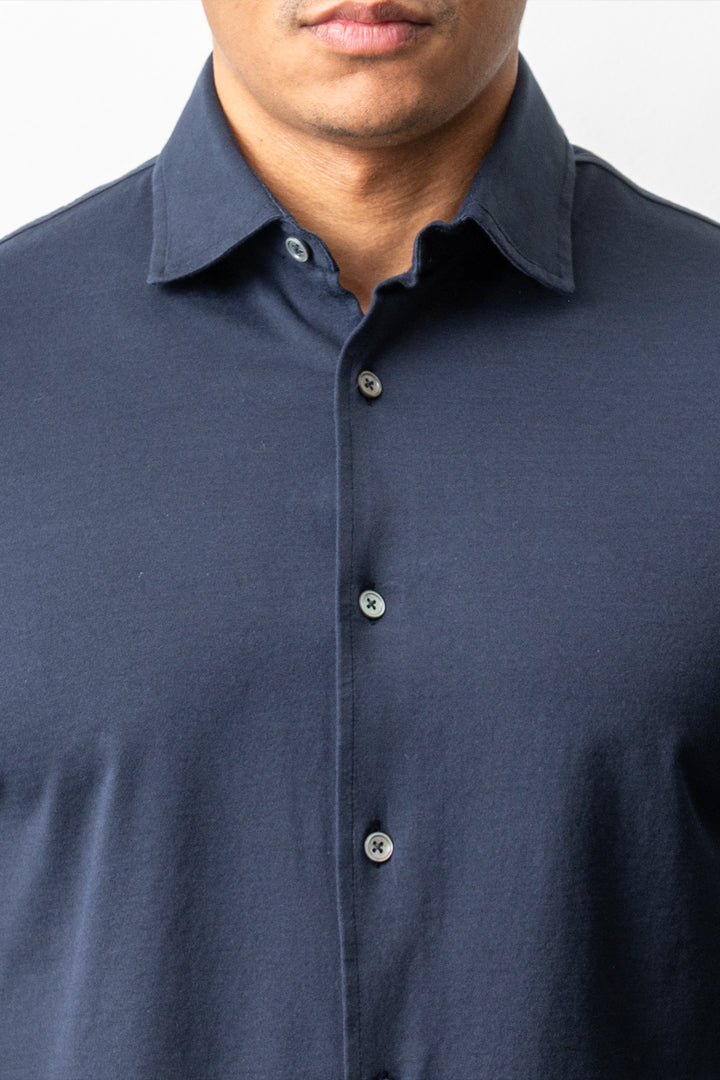 Luxury Jersey Cotton Shirt Navy