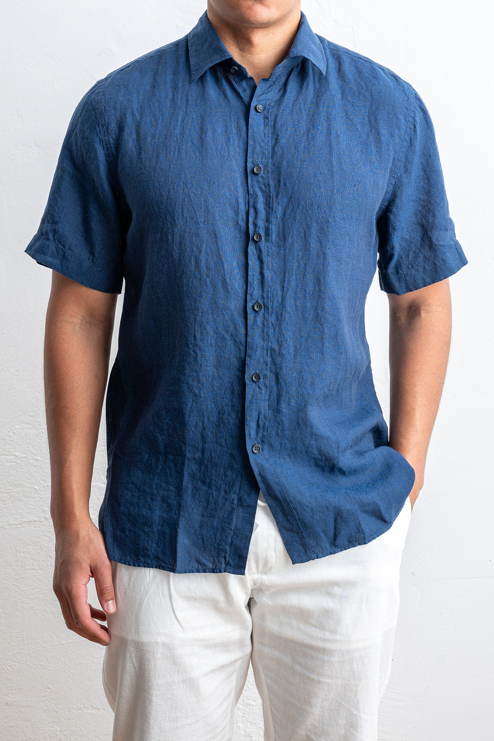 Luxury Linen Shirt Navy