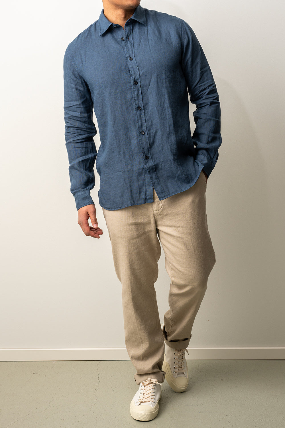 Luxury Linen Shirt Navy
