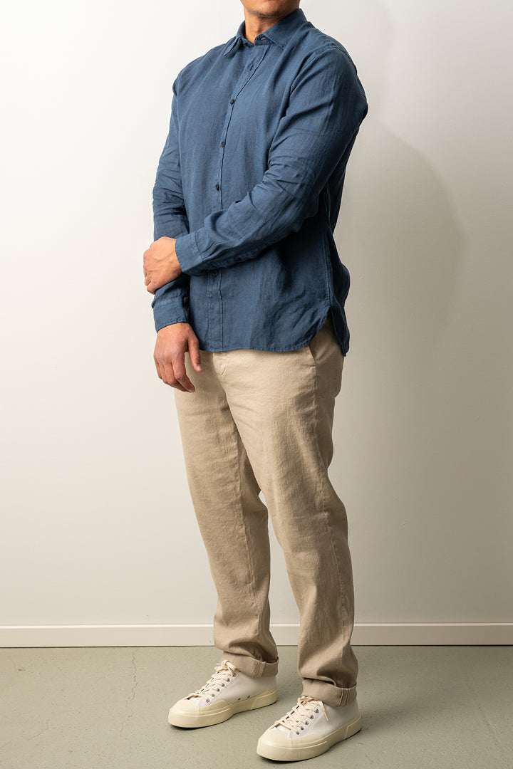 Luxury Linen Shirt Navy