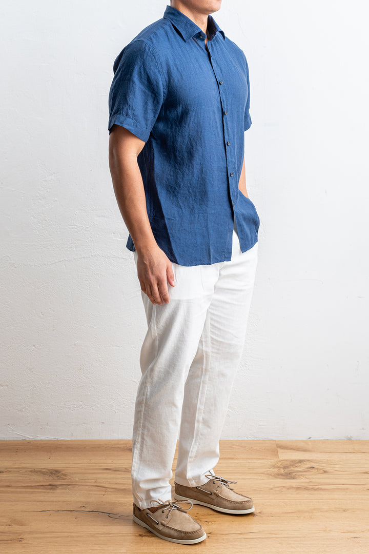 Luxury Linen Shirt Navy